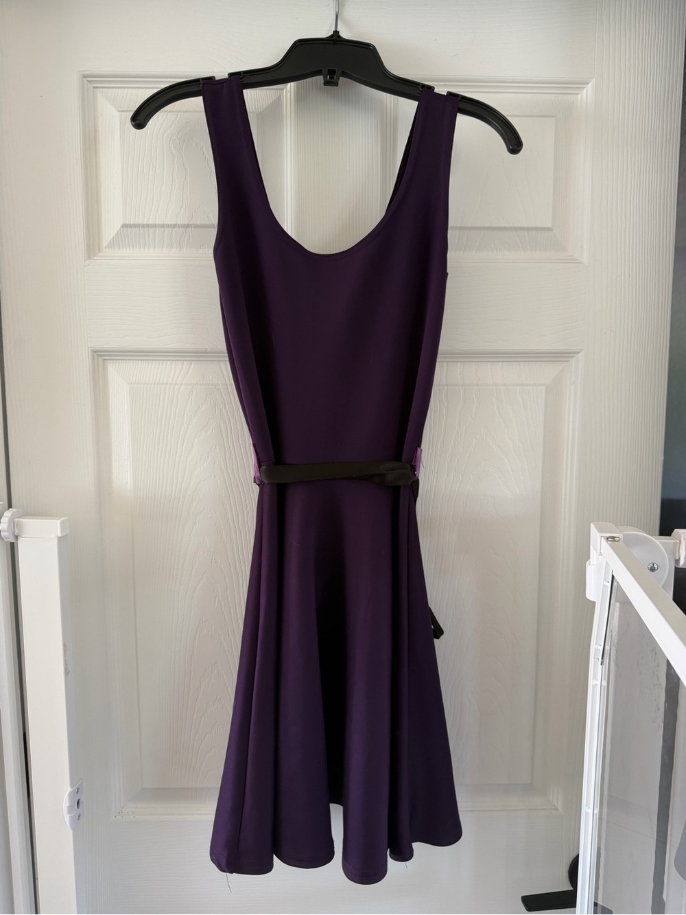 Boohoo Deep Purple Sleeveless Fit-and-Flare Dress with Slim Belt